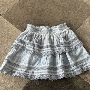 Katie J NYC Light Blue Tiered Lace Skirt size S